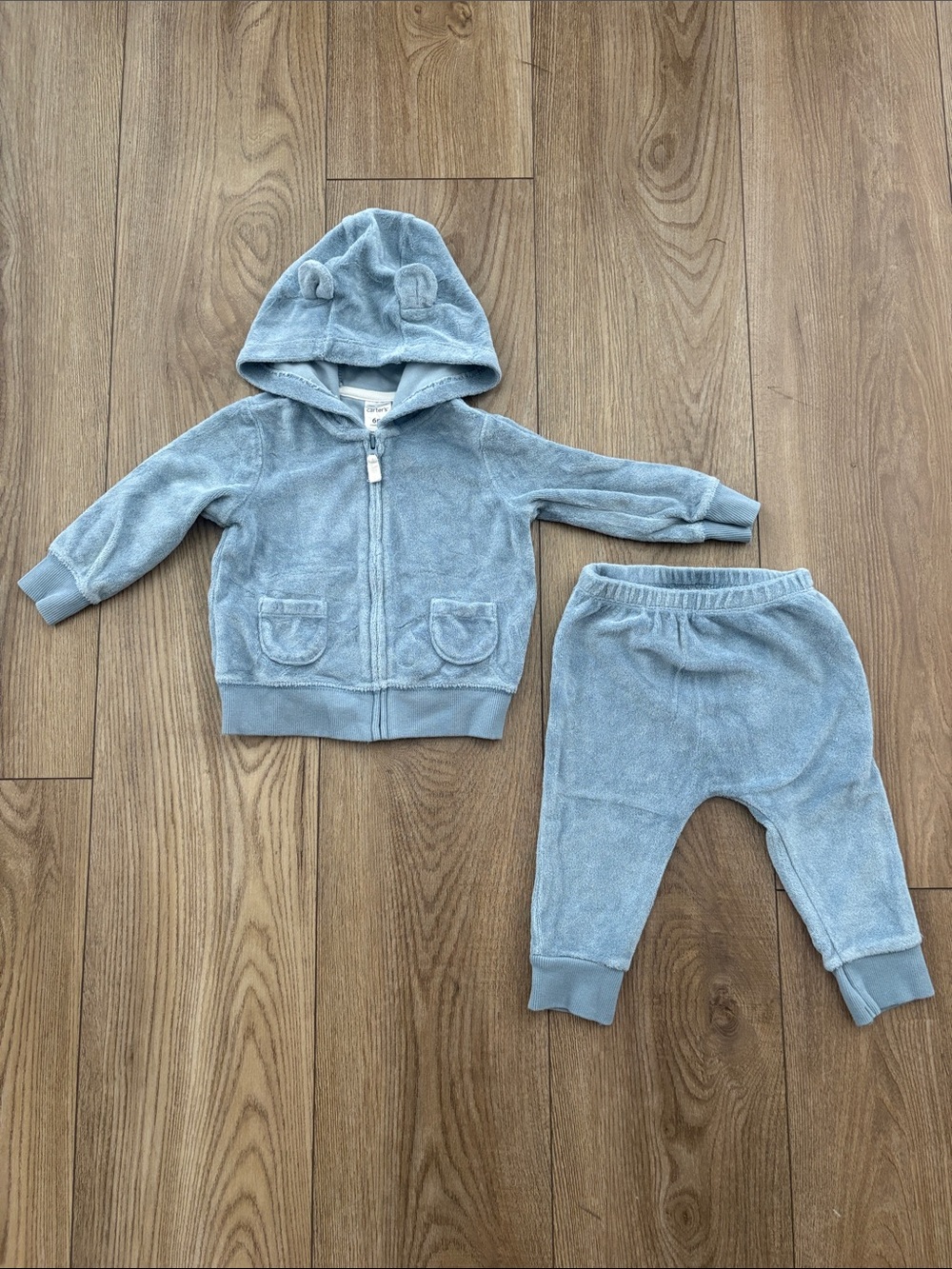 Carter's Plush Hooded Zip Jacket & Joggers - Light Blue